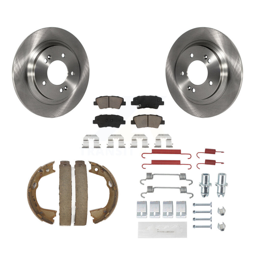 Rear Disc Rotors Ceramic Pads Parking Shoes And Hardware Kit For 2013 Kia Optima LX/EX/SX K8C-104462