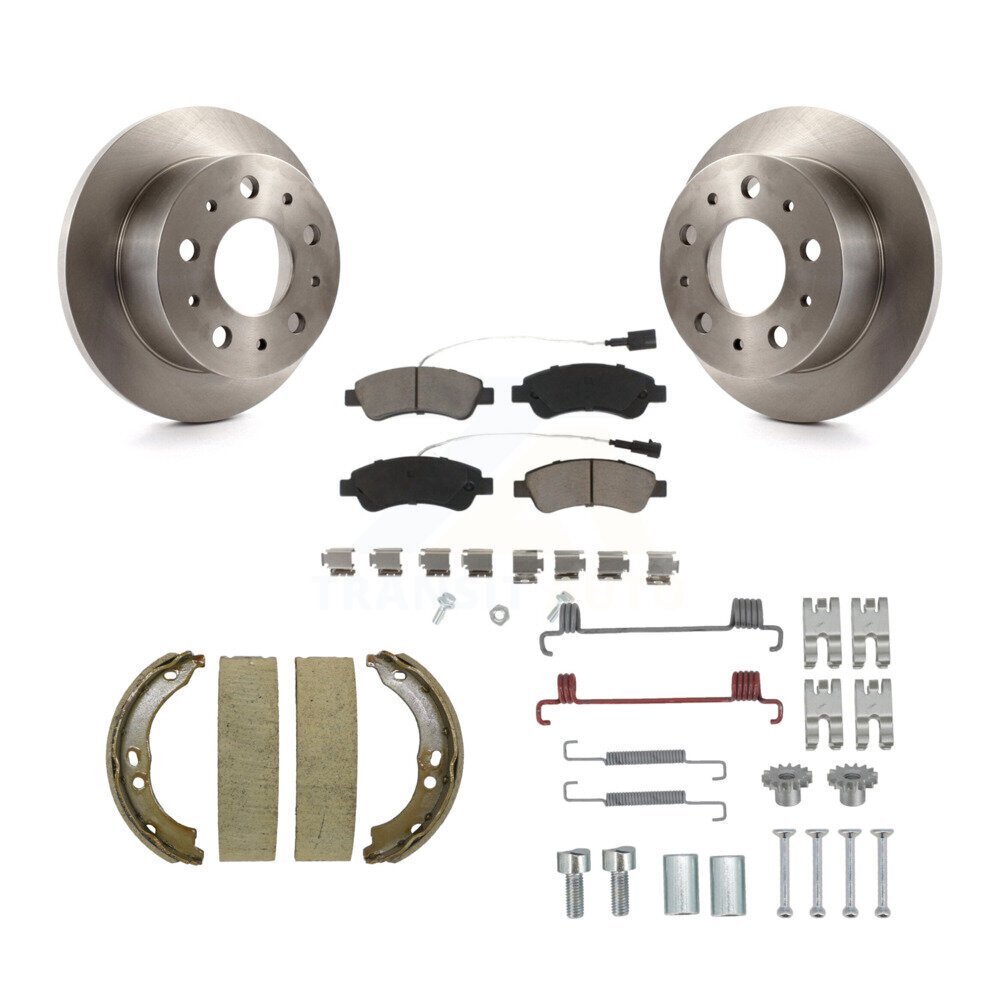 Rear Disc Rotors Ceramic Pads Parking Shoes Hardware Kit For Ram ProMaster 2500 3500 1500 K8C-104501