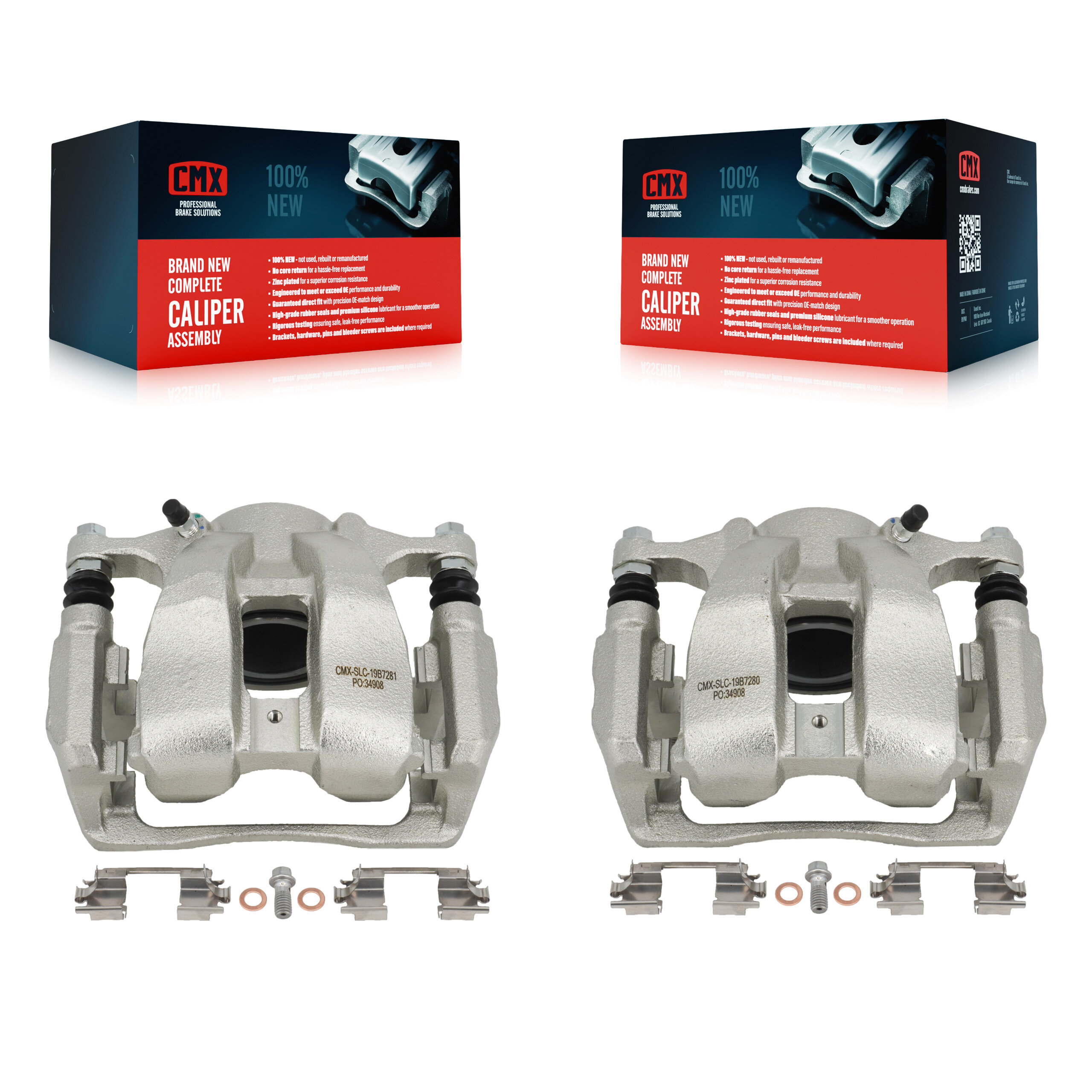 Front Disc Brake Caliper Left Right Side (Driver Passenger) Kit For 2016-2018 Acura RDX KBC-100257