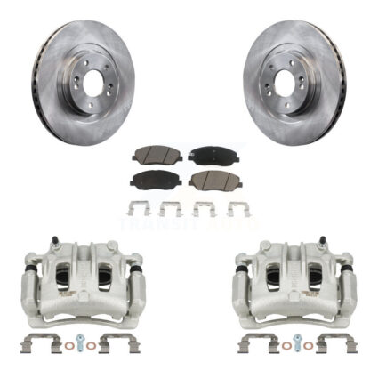 Front Disc Brake Caliper Rotors & Ceramic Pad Kit For 2013-2016 Hyundai Santa Fe XL 3.3L KC8-100032C