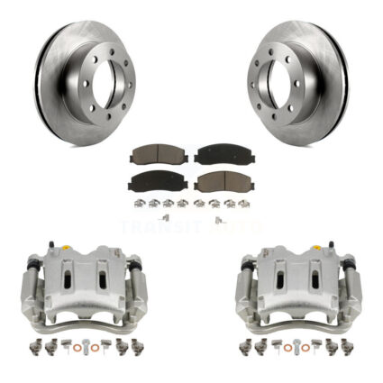 Front Disc Brake Caliper Rotors And Ceramic Pads Kit For Ford F-350 Super Duty F-250 4WD KC8-100035C