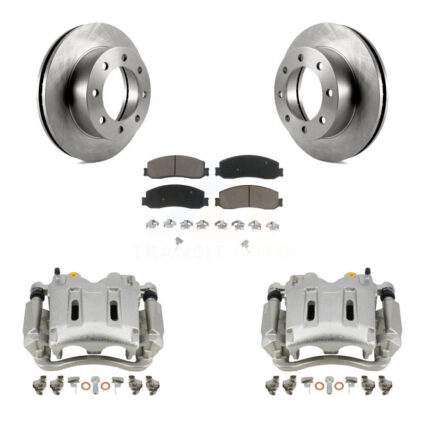 Front Disc Brake Caliper Rotors And Ceramic Pads Kit For Ford F-250 Super Duty F-350 4WD KC8-100036C