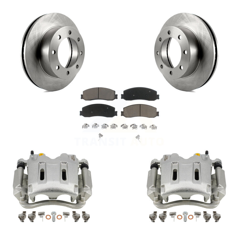 Front Disc Brake Caliper Rotors And Ceramic Pads Kit For Ford F-250 Super Duty F-350 4WD KC8-100036C