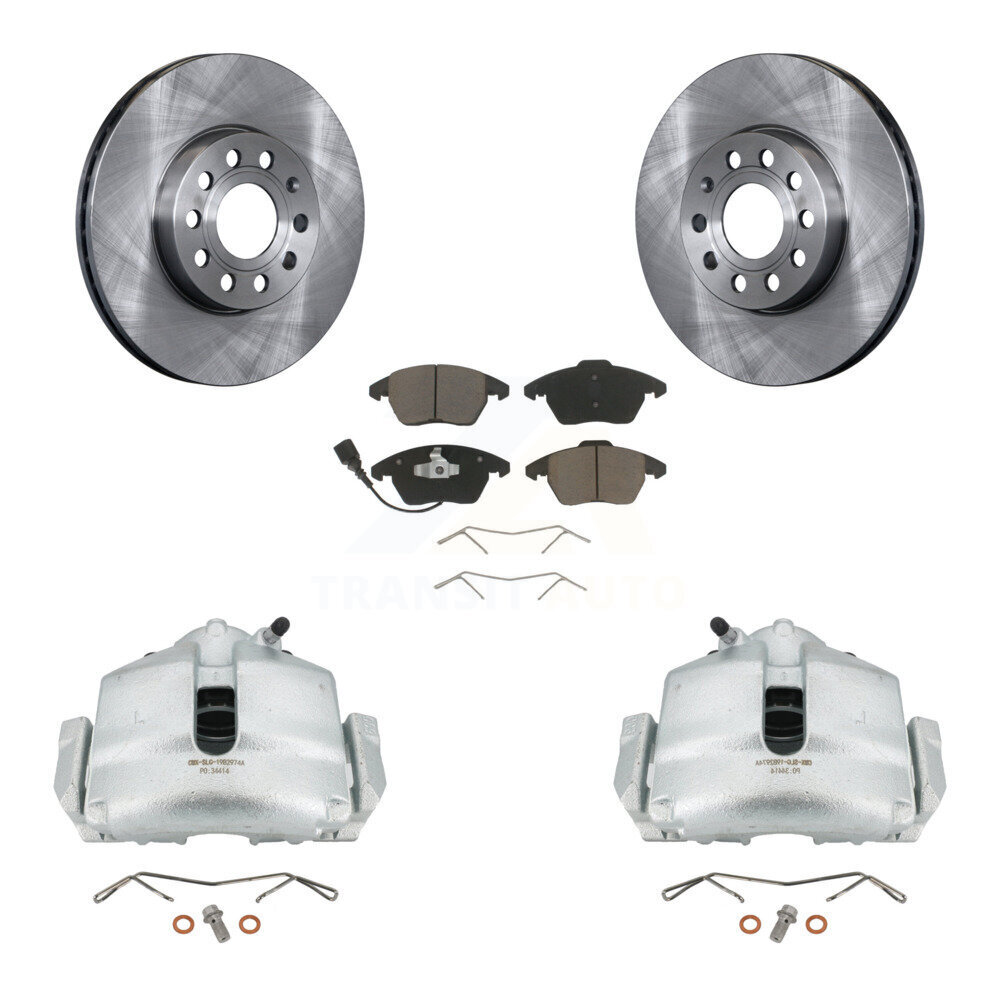 Front Brake Caliper Rotor & Ceramic Pad Kit For Volkswagen Jetta Golf Beetle Audi Eos A3 KC8-100042C