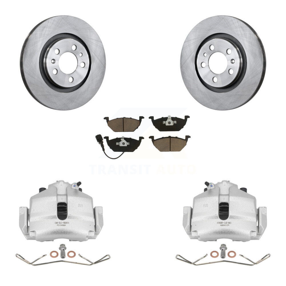 Front Disc Brake Caliper Rotors And Ceramic Pads Kit For 2006 Volkswagen Jetta 2.5L/1.9L KC8-100062C