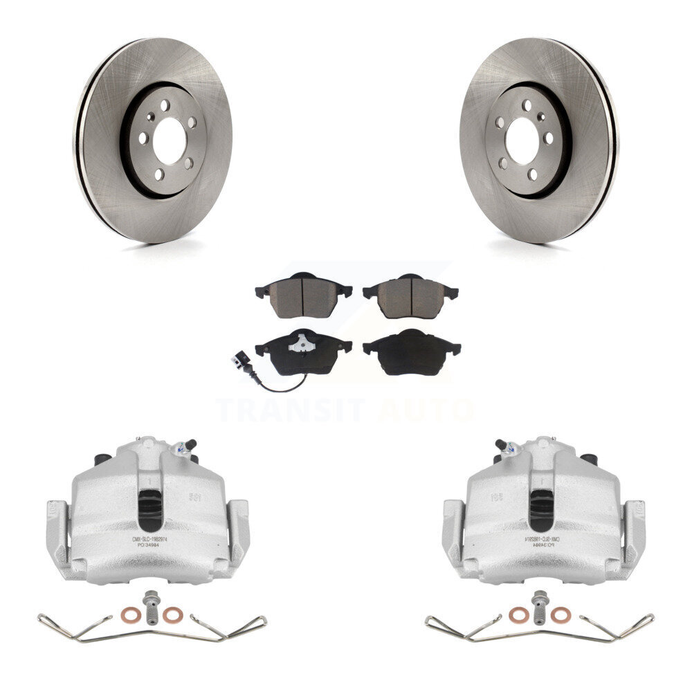Front Disc Brake Caliper Rotors And Ceramic Pads Kit For 2006 Volkswagen Jetta 2.5L/1.9L KC8-100063C