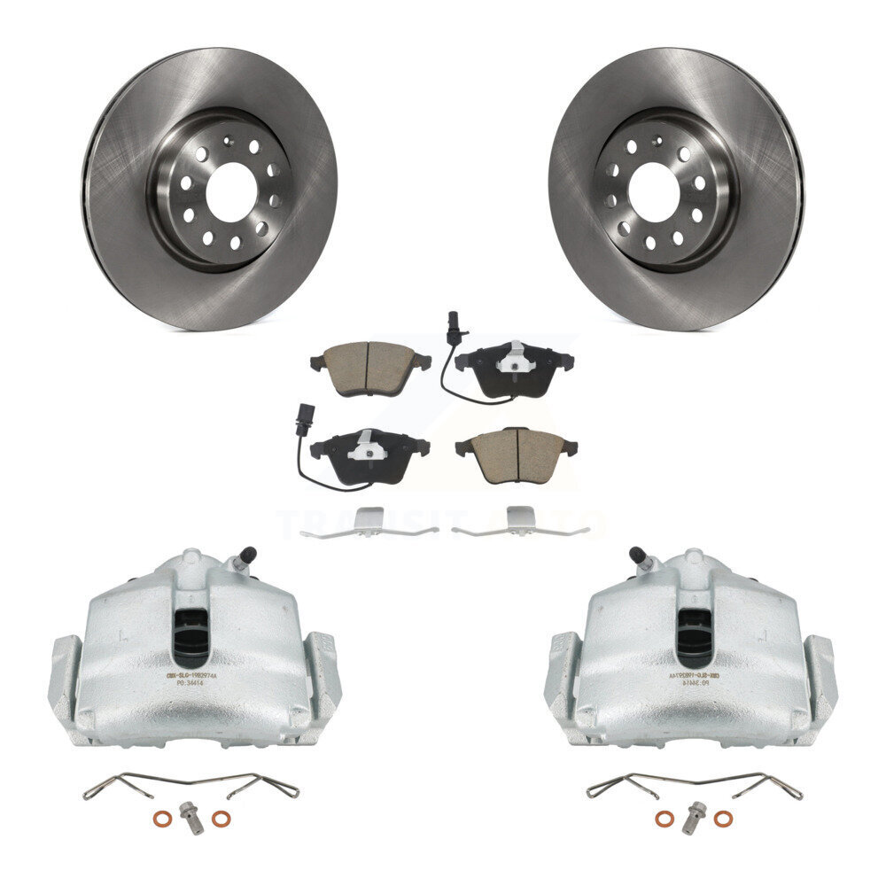 Front Disc Brake Caliper Rotors And Ceramic Pads Kit For 2010 Volkswagen CC 3.6L KC8-100066C