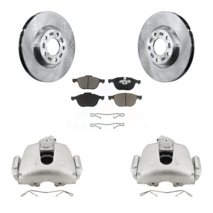 Front Disc Brake Caliper Rotors & Ceramic Pad Kit For 2010 Mazda 3 Sport GS GT with 2.5L KC8-100069C