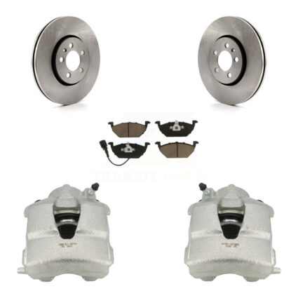 Front Disc Brake Caliper Rotors And Ceramic Pads Kit For 2000-2001 Volkswagen Golf 2.0L KC8-100099C