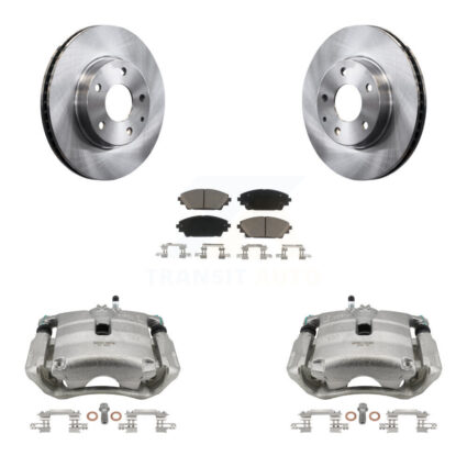 Front Disc Brake Caliper Rotors And Ceramic Pads Kit For 2016-2018 Mazda CX-3 FWD KC8-100147C