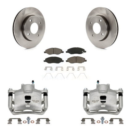 Front Disc Brake Caliper Rotors And Ceramic Pads Kit For 2009-2011 Nissan Versa 1.6L KC8-100150C