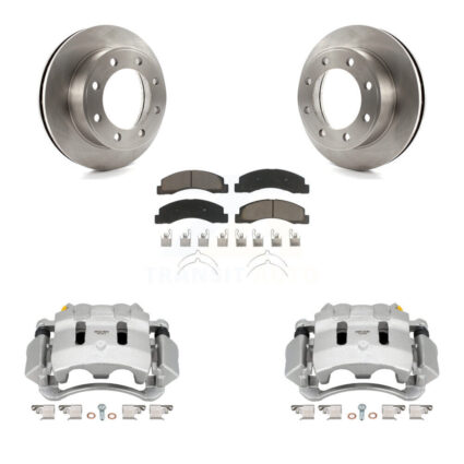 Front Disc Brake Caliper Rotor Ceramic Pad Kit For Ford F-350 Super Duty F-250 Excursion KC8-100170C