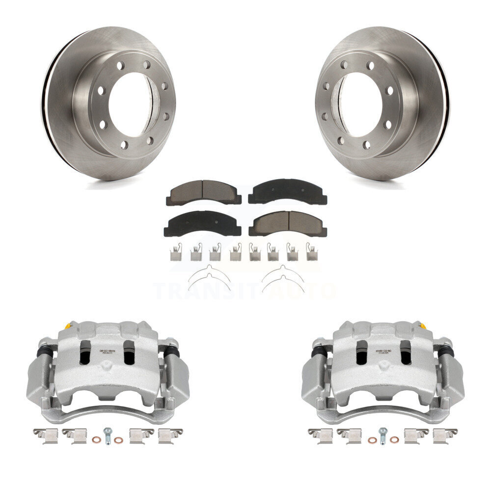Front Disc Brake Caliper Rotor Ceramic Pad Kit For Ford F-350 Super Duty F-250 Excursion KC8-100170C