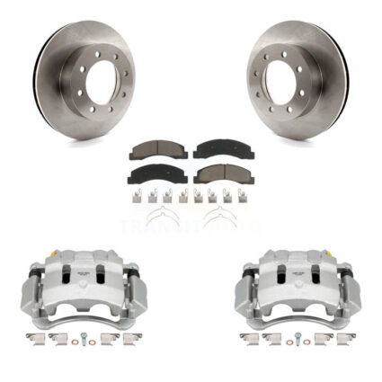 Front Disc Brake Caliper Rotors And Ceramic Pads Kit For Ford F-350 Super Duty F-250 KC8-100171C