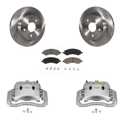 Front Disc Brake Caliper Rotor Ceramic Pad Kit For 2006 Dodge Ram 1500 With 5 Lug Wheels KC8-100173C
