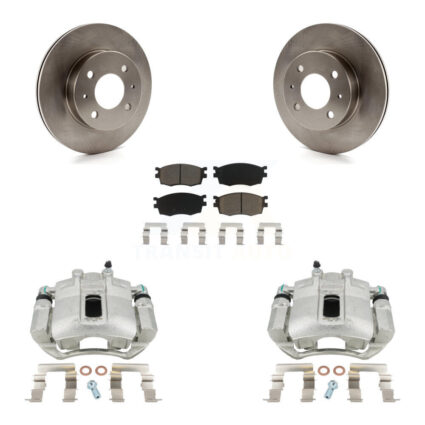 Front Disc Brake Caliper Rotors And Ceramic Pads Kit For 2006 Hyundai Accent Hatchback KC8-100183C