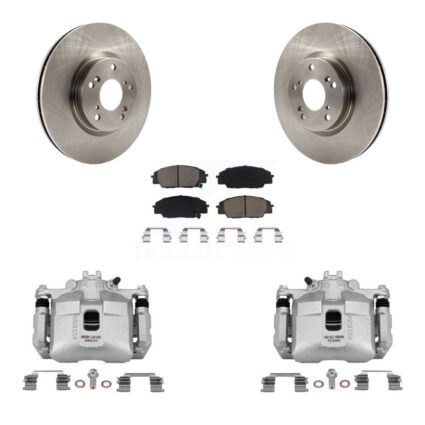 Front Disc Brake Caliper Rotors & Ceramic Pad Kit For 2006-2011 Honda Civic Si with 2.0L KC8-100206C