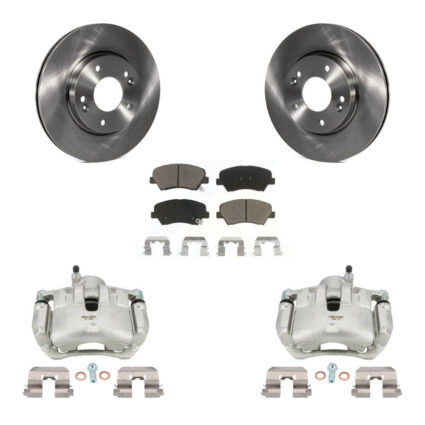 Front Disc Brake Caliper Rotors And Ceramic Pads Kit For 2012 Hyundai Veloster KC8-100223C