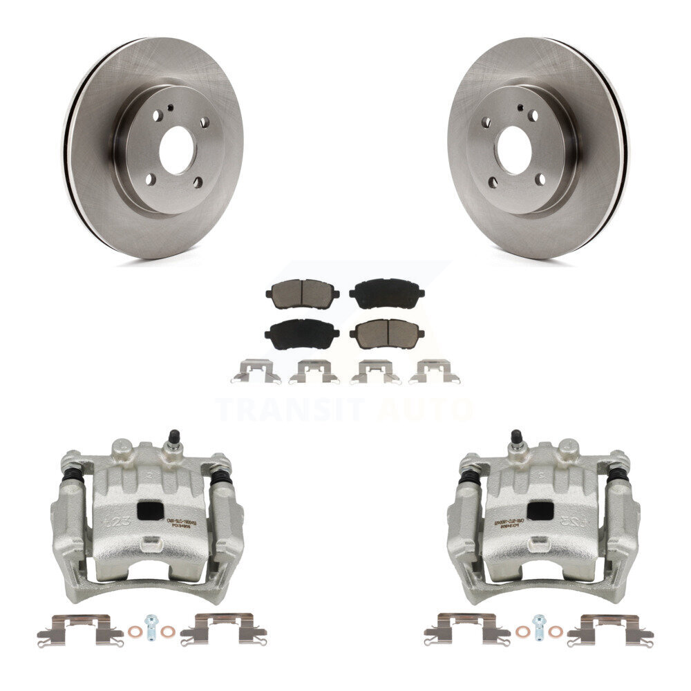 Front Disc Brake Caliper Rotors And Ceramic Pads Kit For 2011-2014 Mazda 2 KC8-100225C