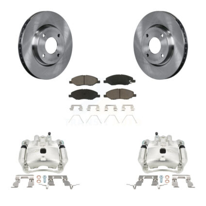 Front Disc Brake Caliper Rotors And Ceramic Pads Kit For 2008 Nissan Versa 4-Wheel ABS KC8-100294C