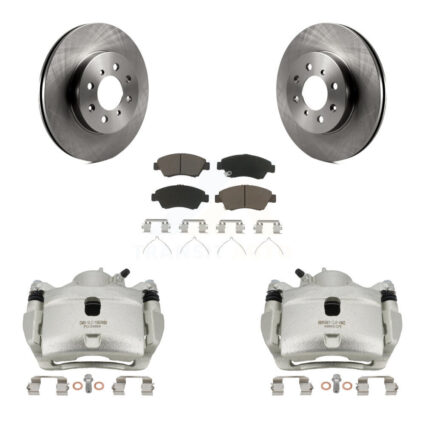 Front Disc Brake Caliper Rotors And Ceramic Pads Kit For 2014 Honda Fit LX Sport DX KC8-100301C