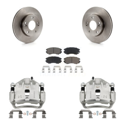 Front Disc Brake Caliper Rotors And Ceramic Pads Kit For 2010-2011 Kia Soul 1.6L KC8-100319C