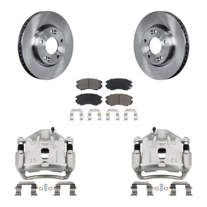 Front Disc Brake Caliper Rotors And Ceramic Pads Kit For 2010-2011 Kia Soul 2.0L KC8-100320C