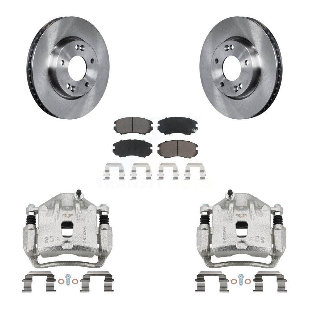 Front Disc Brake Caliper Rotors And Ceramic Pads Kit For 2010-2011 Kia Soul 2.0L KC8-100320C