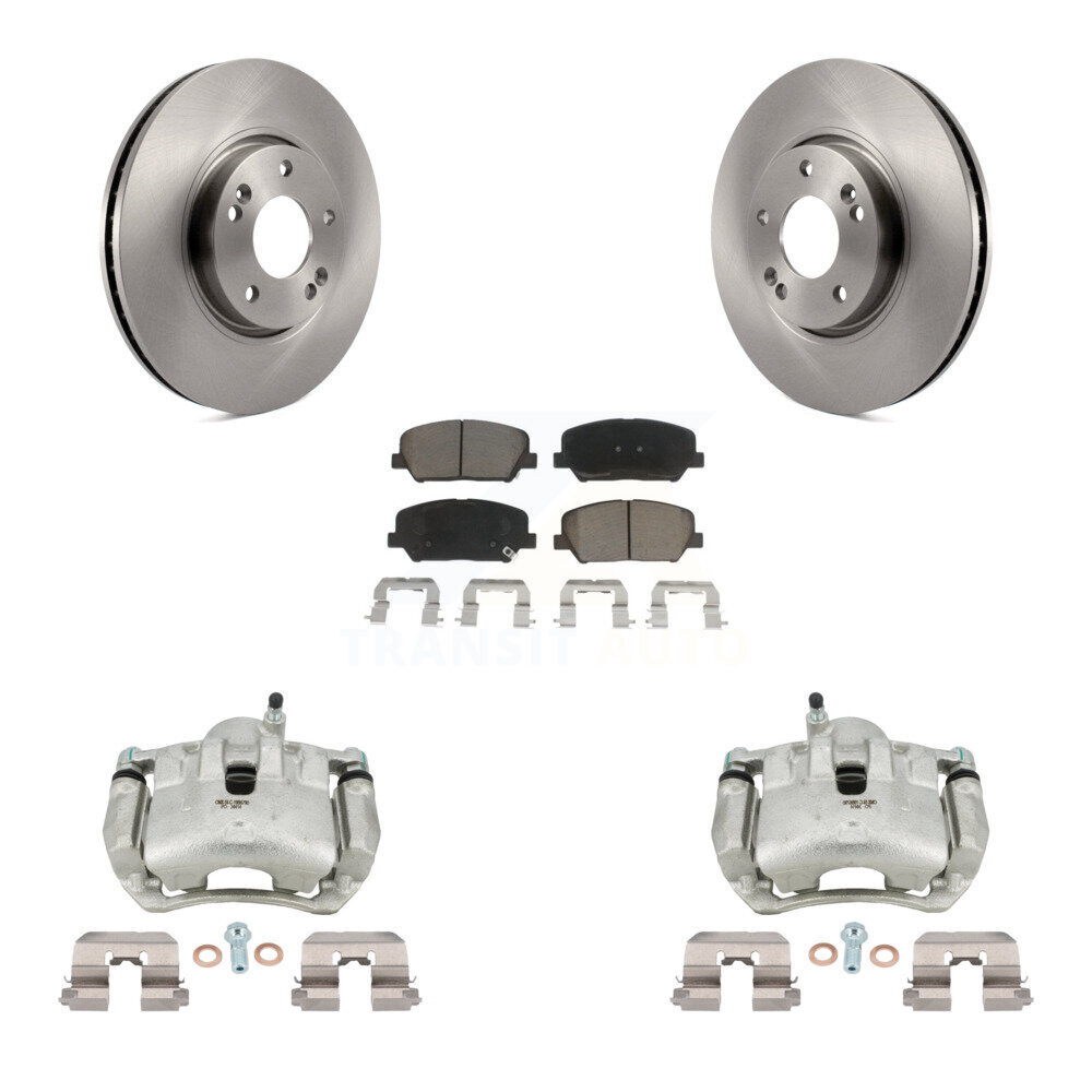 Front Brake Caliper Rotor Ceramic Pad Kit For 14 Kia Forte SX Without 15" Factory Wheels KC8-100327C