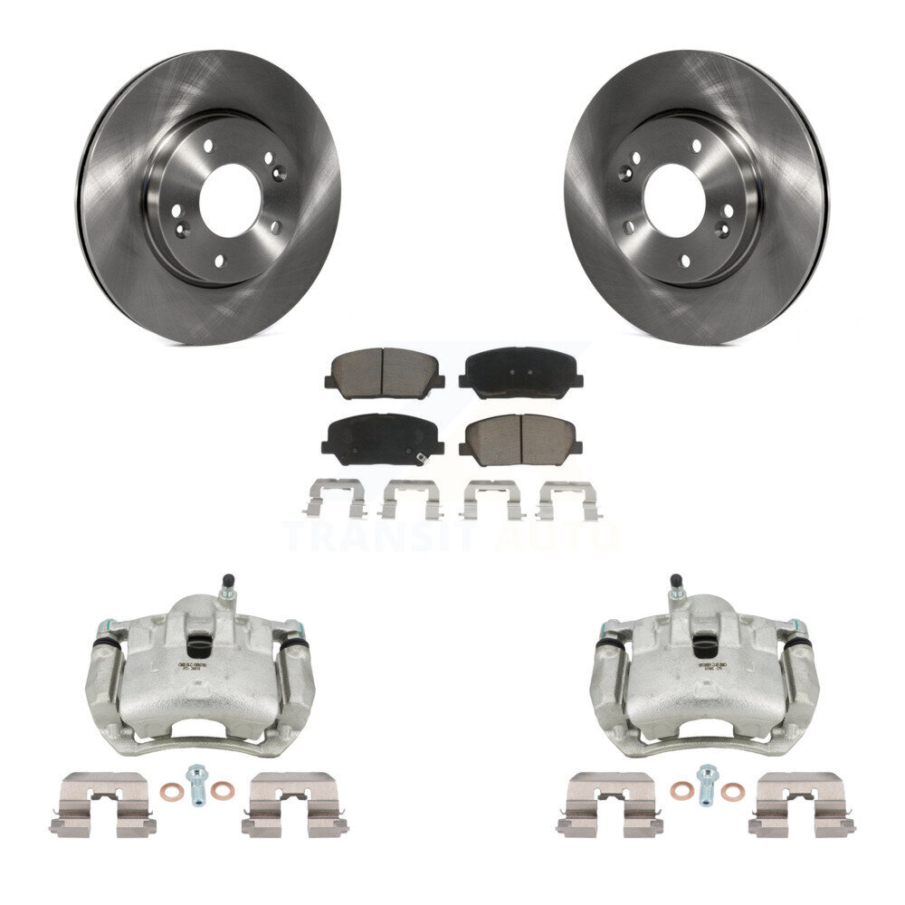 Front Brake Caliper Rotor Ceramic Pad Kit For 14 Kia Forte LX Without 15" Factory Wheels KC8-100333C