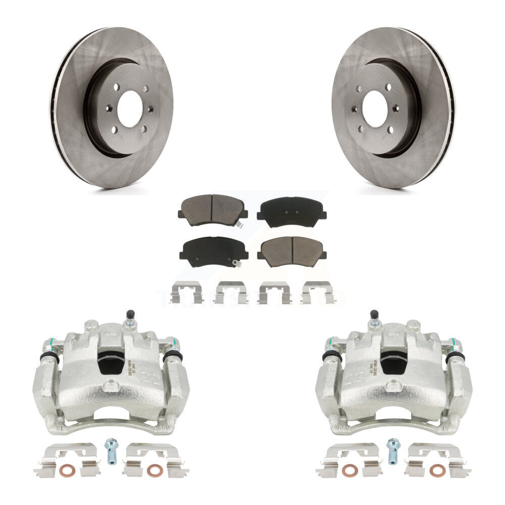 Front Brake Caliper Rotor Ceramic Pad Kit For 2017 Kia Rio LX EX With 14" Factory Wheels KC8-100336C