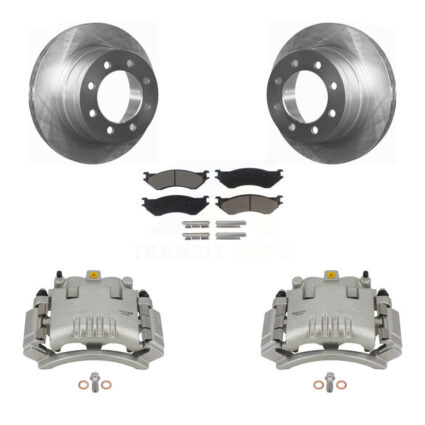 Rear Disc Brake Caliper Rotors And Ceramic Pads Kit For Dodge Ram 3500 2500 1500 KC8-100359C
