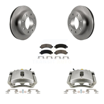 Rear Disc Brake Caliper Rotor Ceramic Pad Kit For GMC Chevrolet Savana 3500 2500 Express KC8-100365C