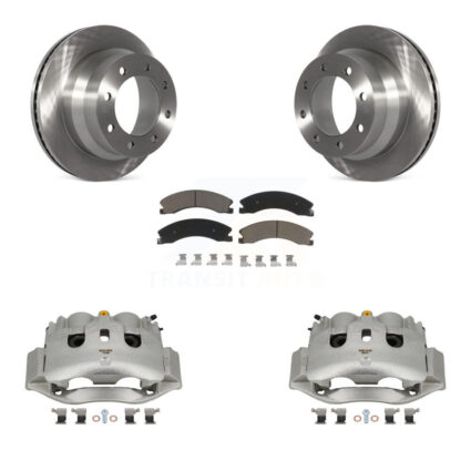 Rear Disc Brake Caliper Rotor Ceramic Pad Kit For GMC Savana 3500 Chevrolet Express 4500 KC8-100367C