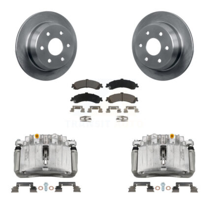 Rear Disc Brake Caliper Rotors And Ceramic Pads Kit For 2002 Chevrolet Suburban 1500 4WD KC8-100375C