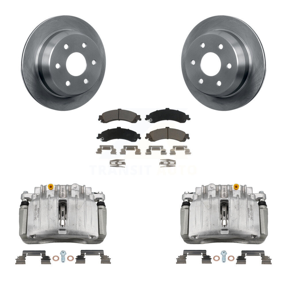 Rear Disc Brake Caliper Rotors And Ceramic Pads Kit For 2002 Chevrolet Suburban 1500 4WD KC8-100375C