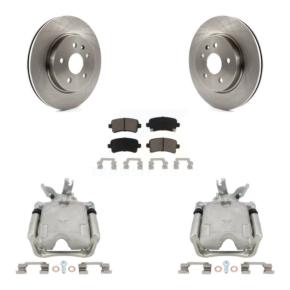 Rear Brake Caliper Rotors & Ceramic Pad Kit For Chevrolet Malibu With 17" Factory Wheels KC8-100377C
