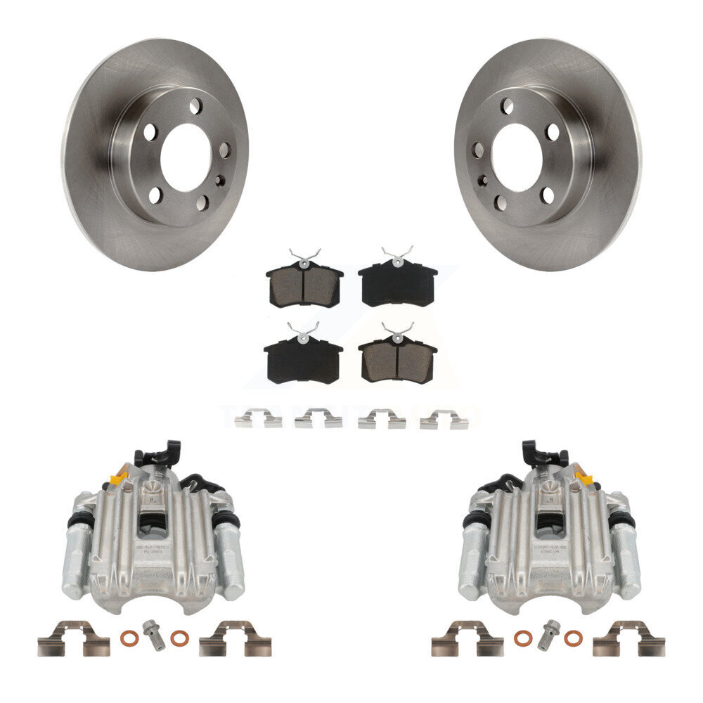Rear Disc Brake Caliper Rotors And Ceramic Pads Kit For Volkswagen Jetta Golf City KC8-100394C