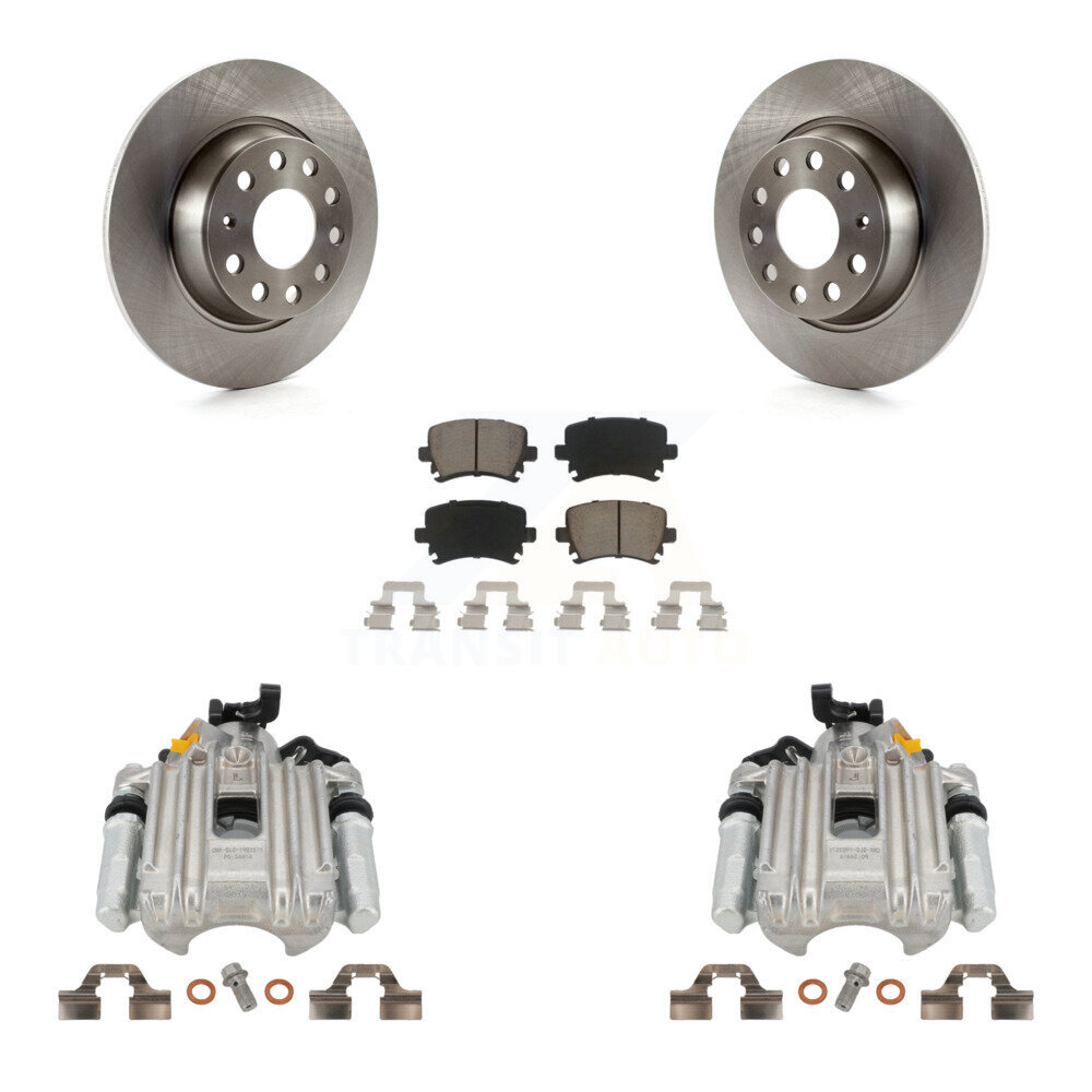 Rear Disc Brake Caliper Rotors And Ceramic Pads Kit For Volkswagen Jetta KC8-100396C