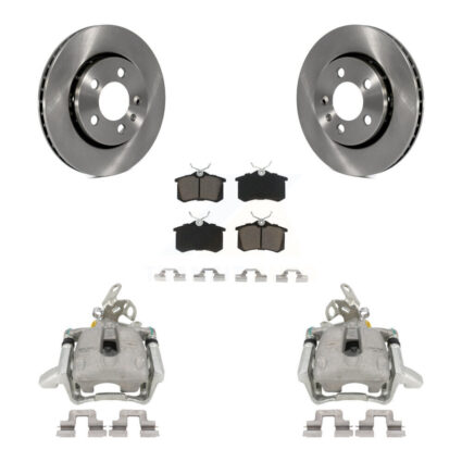 Rear Disc Brake Caliper Rotors And Ceramic Pads Kit For 2005 Volkswagen Jetta 2.5L KC8-100399C