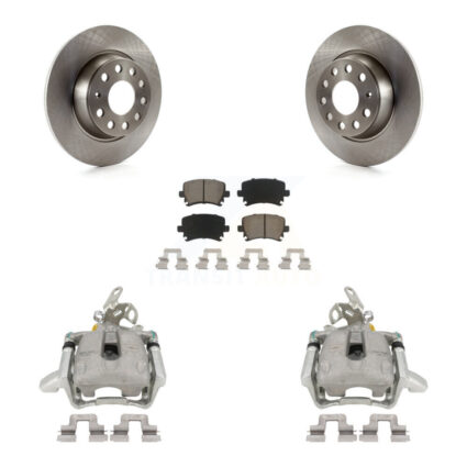 Rear Disc Brake Caliper Rotor & Ceramic Pad Kit For Volkswagen Jetta GTI Audi A3 Quattro KC8-100400C