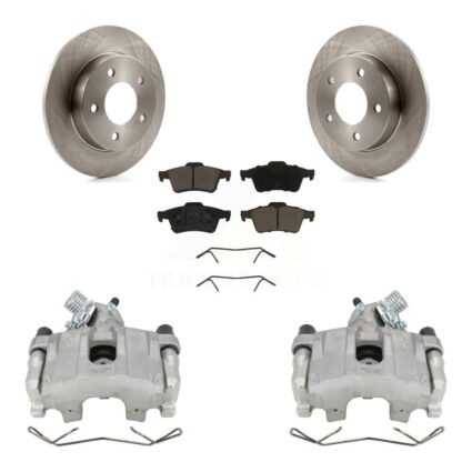 Rear Disc Brake Caliper Rotors And Ceramic Pads Kit For 2004-2005 Mazda 3 2.0L KC8-100410C
