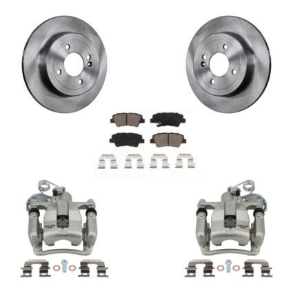 Rear Disc Brake Caliper Rotors And Ceramic Pads Kit For 2012-2016 Hyundai Accent KC8-100453C