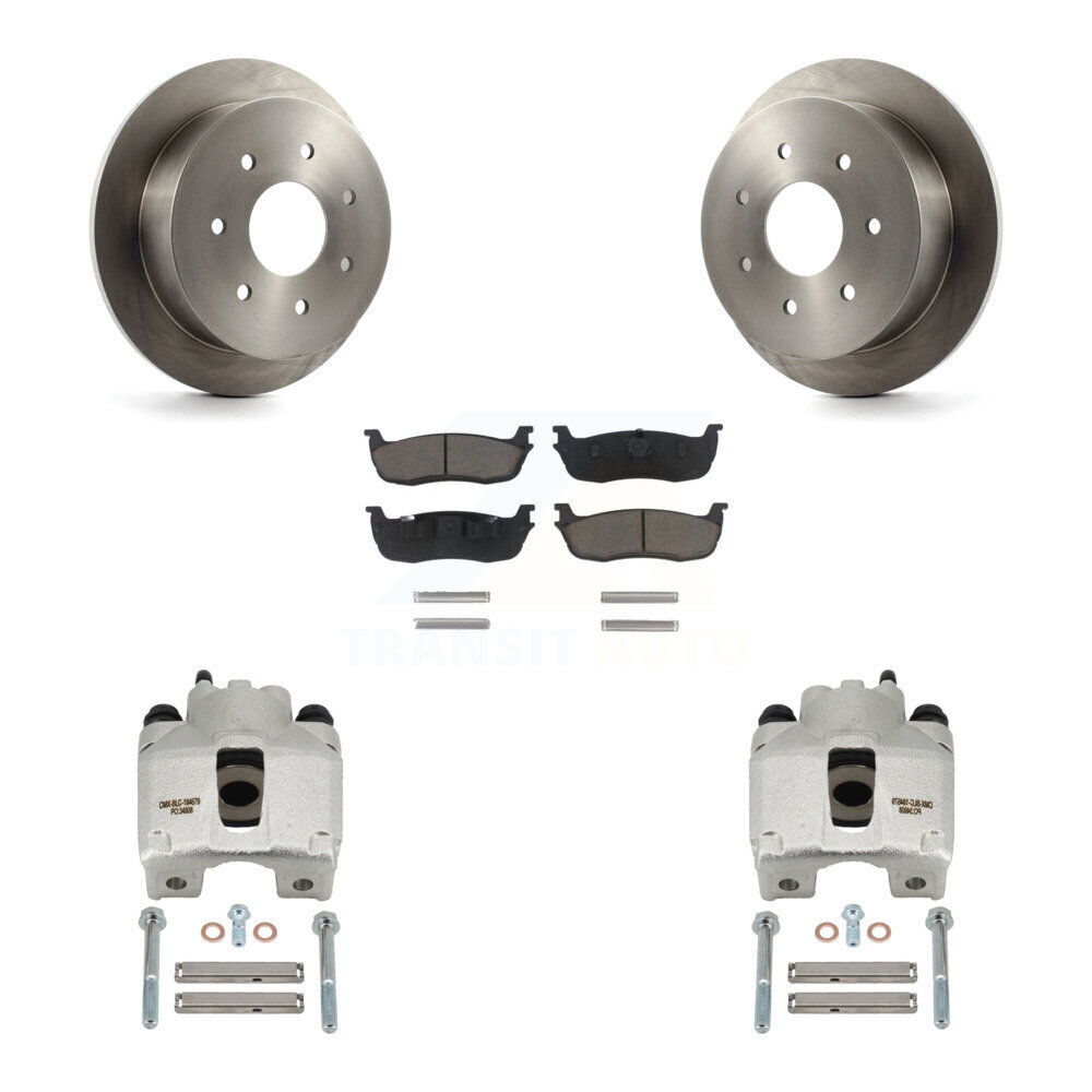 Rear Disc Brake Caliper Rotors And Ceramic Pads Kit For Ford F-250 HD KC8-100490C