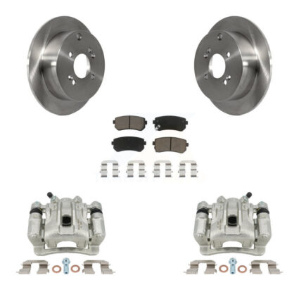 Rear Disc Brake Caliper Rotors Ceramic Pad Kit For 2006-2007 Hyundai Accent Kia Rio5 Rio KC8-100521C