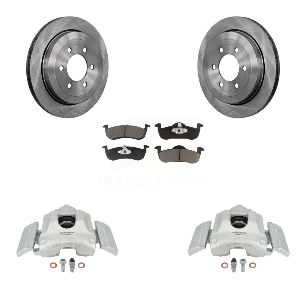 Rear Brake Caliper Rotor Ceramic Pad Kit For 2007-2017 Ford Expedition Lincoln Navigator KC8-100522C