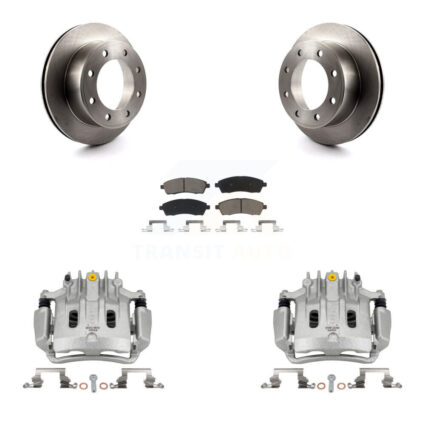 Rear Disc Brake Caliper Rotors Ceramic Pad Kit For Ford F-350 Super Duty F-250 Excursion KC8-100524C