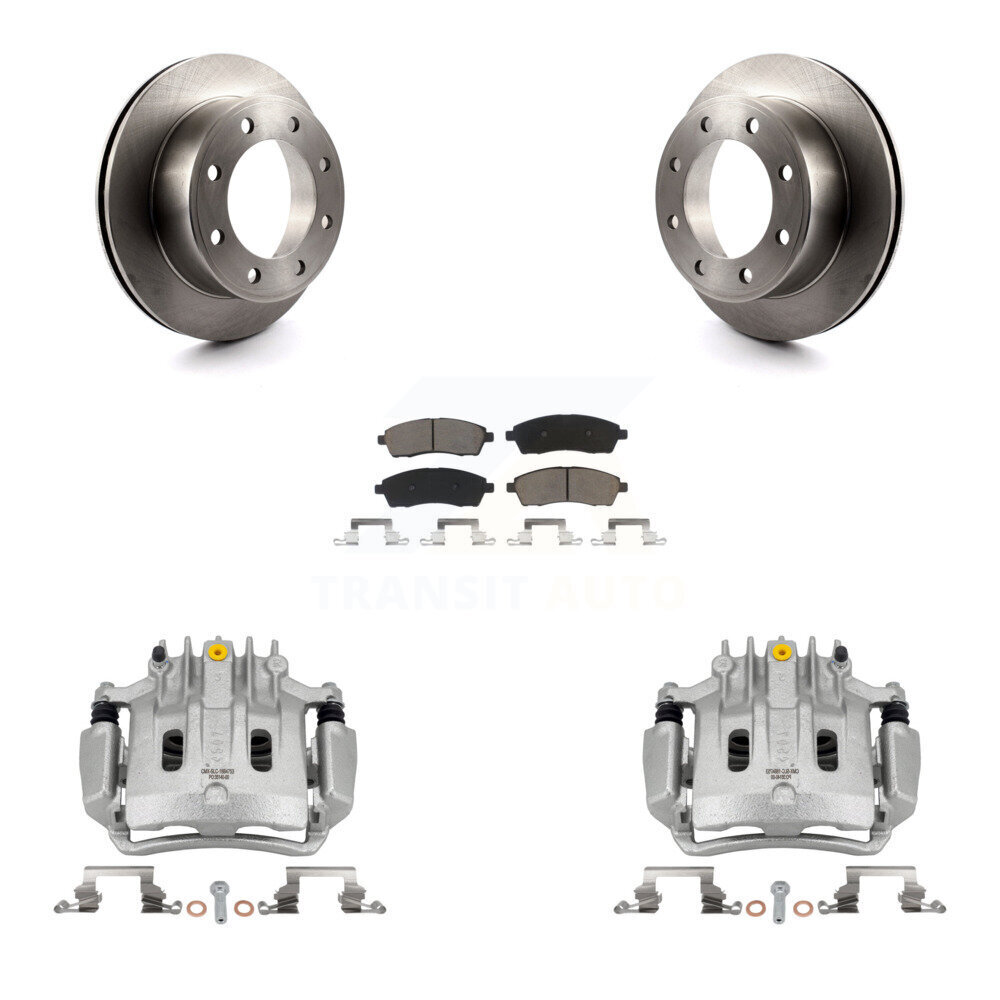 Rear Disc Brake Caliper Rotors Ceramic Pad Kit For Ford F-350 Super Duty F-250 Excursion KC8-100524C