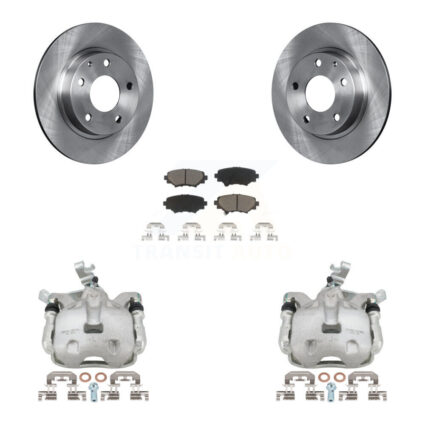 Rear Disc Brake Caliper Rotors And Ceramic Pad Kit For 2014-2016 Mazda 3 Sport 2.5L/2.0L KC8-100566C