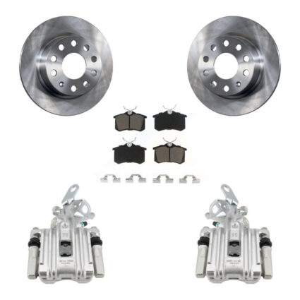 Rear Disc Brake Caliper Rotors And Ceramic Pads Kit For Volkswagen Jetta Beetle Audi A3 KC8-100572C
